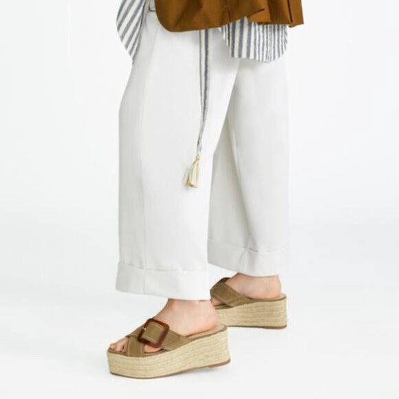 Zara Leather Platform Wedges with Tortoiseshell Buckle EUR 38 - Picture 4 of 9